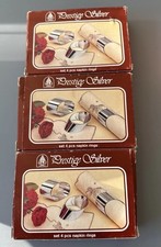 Vintage Prestige SilverPlated Slanted Oval Napkin Rings Set of 12 Original Boxes picture
