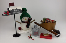 Byers’ Choice Carolers Accessories Lot Wheelbarrow Mailbox Gifts Snowman picture