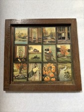VTG Homco B Mitchell 12 Window Pane Picture Autumn Farm Home Interiors 25x 25.5 picture