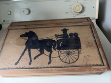Vintage Habersham Amish Wooden Box Hand Painted Folk Art Of Horse And Buggy picture