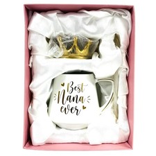Best Nana Ever Coffee Mug Gold Crown & Spoon Gift Set By Mayicivo White/Gold New picture