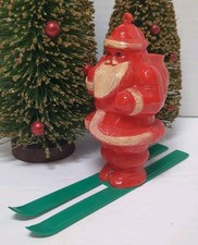 VTG 1950's Hard Plastic Santa On Skis Candy Container   picture