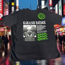 BoxLunch Naruto Animation Art T Shirt Kakashi Hatake Black Adult Large Apparel picture
