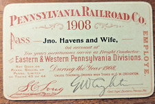 Antique PRR Pennsylvania Railroad Employee Pass East & West Division 1908 picture