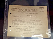 WATCHTOWER NATIONAL SERVICE LETTER 1952 LONDON picture