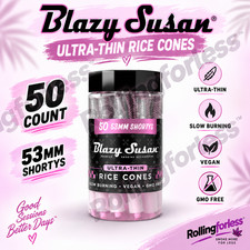 Blazy Susan 53mm Shorty Pink Cones 50 Count Ultra Thin Rice Pre-Rolled Jar picture