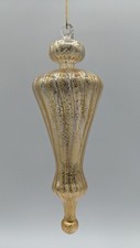 Elegant Tall 7 inch Gold Blown Art Mercury Glass Finial Christmas Tree Ornament picture