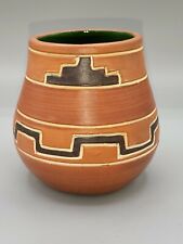 Vintage Leopoldo de Mexico Folk Art Pottery Geometric Vase picture