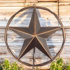 Barn Star Wall Plaque, Brushed Copper with Twisted Wire, 24
