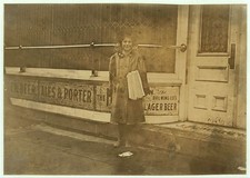 Photo:Bridgeport Connecticut 1909 10 Year Old Girl Newsboy Paper Carrier picture