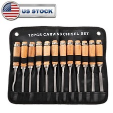 12 Piece Wood Carving Hand Chisel Tool Set Professional Woodworking Gouges Steel picture