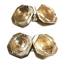 VINTAGE. 2 PC. TALON GRIP, TRADE MARK BRAND. 14K GOLD FACE. CUFFLINKS. VERY NICE picture