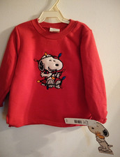 Vtg 1990s Embroidered Bright Red Snoopy Holiday Sweatshirt Toddler 24M *With Tag picture