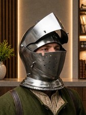 Handcrafted Medieval Close Helmet Steel Knight Armor Full Face Gothic Helmet picture