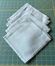 vintage set 4 large linen hemstitch TURQUOISE DINNER LUNCH napkins kit PERFECT picture