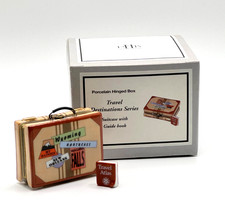 PHB Porcelain Hinged Box Suitcase With Guide Book Travel Atlas Trinket  ~ New picture