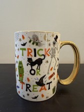 Rifle Paper Co Halloween Parade Porcelain  Mug Pumpkins Witch Hat Black Cat picture