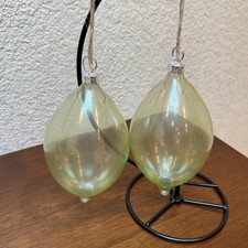 2 Vintage Frontgate Christmas Ornaments Hand Blown Glass Translucent Teardrop 6