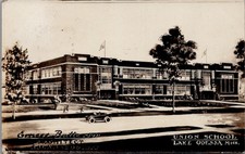 1922, Union School, Architect Drawing, LAKE ODESSA, Michigan Real Photo Postcard picture