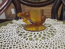 Antique Frog pulling Conch seashell  toothpick / match holder Flint Glass compan picture