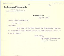 1906 The Bronson & Townsend Co. Hardware billhead picture
