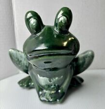 Hull Pottery Green Big Eye Frog Drip Glaze Ceramic Planter USA 6.25” FTD Vintage picture