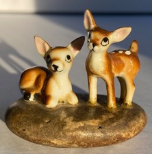 Two Vintage Deer Fawns on a Rock Figurine 2