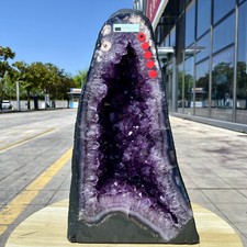 27.9LB  Large natural amethyst geode quartz crystal cluster cathedral energy hea picture