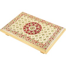 Wooden Handcrafted Pooja Chowki Religious Traditional Chowki For Pooja picture