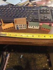 Lot Of Four Miniature Buildings Made Of Wood picture