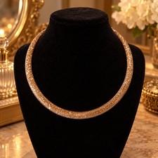 Swarovski Stardust Gold-Tone Crystal Mesh Necklace – 16 Inches picture