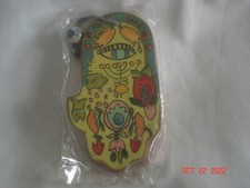 SEALED Vtg. /Older SIGNED YAIR EMANUEL JUDAICA WOOD HAMSA MENORAH THEME ORNAMENT picture