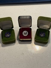 Vintage US Great Seal Eagle Lapel Pins Lot of 3 Enamel Boxed picture