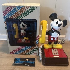 Vintage Mickey Mouse Telephone 1984 Disney Push Button Phone ATC w/ Original Box picture