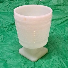 Vintage Napco Milk Glass  Cleveland Ohio Pedestal Planter/Vase Goblet Hobnail picture