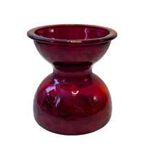 Mid Century Vintage Ruby Red Slag Glass Pinched Neck Spitoon Style 6