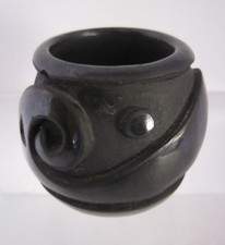 VTG Native American Santa Clara Pueblo Black Small Pottery Bowl signed Ethel Yaz picture