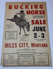 Vntg 1956 Miles City Bucking Horse Sale Rodeo Poster 6th Annual Montana Original picture