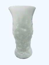 Vintage 1960's E.O. Brody Co Cleveland Ohio Milk Glass Vase with Vine Design Mid picture