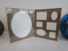 Vintage Double Gold Toned Metal Frame Holds 7 Size Photos 8x10 Matted SHADOW BOX picture