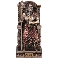 Veronese Design 3 3/8 Inch Zeus Sitting On Throne Holding Thunderbolt Resin picture