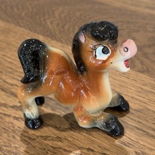 Vtg 1950s Anthropomorphic Laughing Pony Horse Figurine Big Eyes Kitsch Japan picture