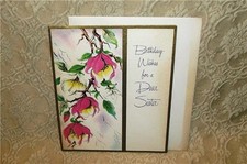 BEAUTIFUL VINTAGE GREETING CARD BIRTHDAY WISHES FOR A DEAR SISTER CHARM CRAFT NR picture