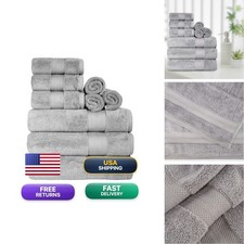 Superior Turkish Cotton 9-Piece Towel Set 3 Bath 3 Hand 3 Face Towels For Home picture