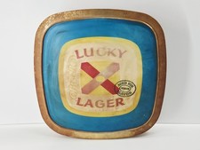 Vintage Lucky Lager Beer Double Sided Insert - Fire Exit - Plastic 15