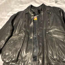 Harley-Davidson Black Leather Motorcycle Jacket Size 44 Made in Korea picture
