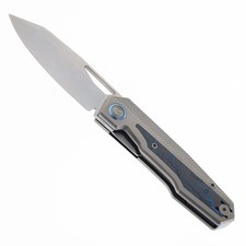 DIVO KNIVES SALOON TITANIUM W/ BLUE CAMO CARBON INLAY S90V (SERIALIZED #55/100) picture