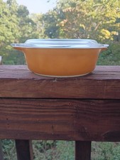 Pyrex 471 Cinderella Casserole Dish Old Orchard Butterscotch/Orange picture