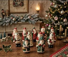 11 Vintage Frontgate Holiday Collection Paper Mache Santas Various Ornaments picture