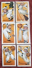 Complete Stecher Lithographic Halloween Clown Series A-F 6 Antique Postcard Set picture